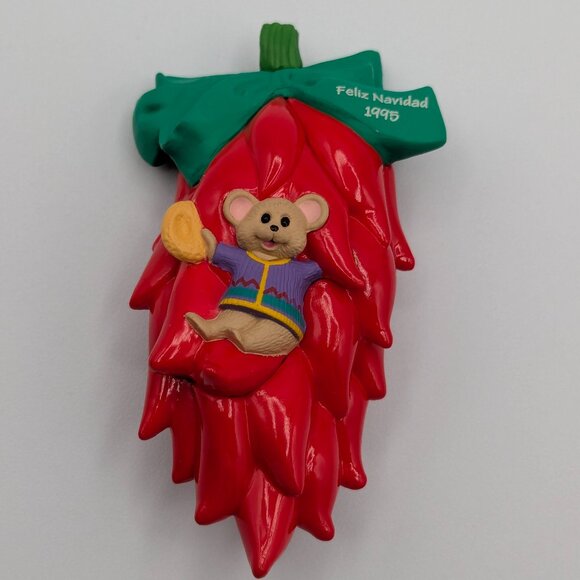 Hallmark Keepsake Feliz Navidad 1995, Mouse in Chili Pepper House Ornament - Picture 1 of 11